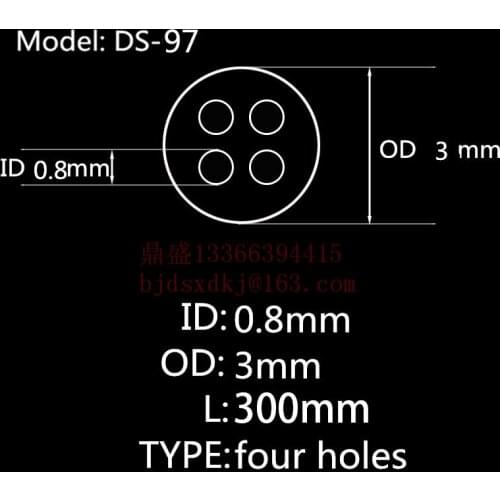 99.5%Al2O3 High Thermal Corundum Tube OD3.0*ID0.8mm/Insulating Ceramics For Thermocouples Sensors/Round Four-Bore Alumina Tube