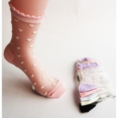 Big Sales Fashion Womens Socks Transparent Love Style DIY Lace Sweet Sock Soft Attractive Comfortable High Qualith Womens Sock