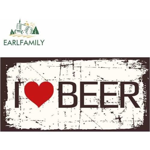 EARLFAMILY 13cm X 6.5cm for I Love Beer Slogan Cartoon Car Stickers Scratch-proof Windows Waterproof Bumper VAN Decoration Decal