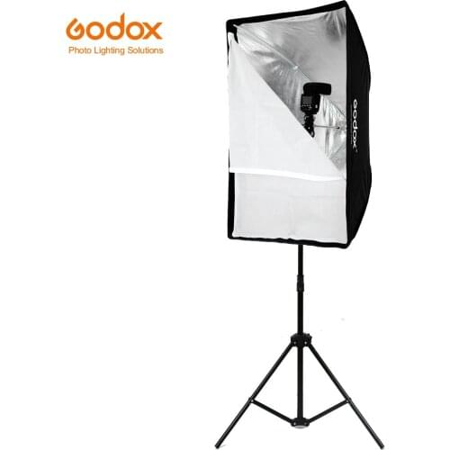 Godox Portable 60 * 90cm 24" * 35" Umbrella Photo Softbox Reflector for Flash Speedlight+2m Light Stand+Type B Flash Hot Shoe