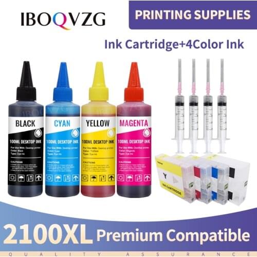 IBOQVZG For PGI2100 2100 BK C M Y Dye Ink + Refillable ink Cartridge with chip for Canon 1200 XL MAXIFY MB5310 Ib4010 Printer