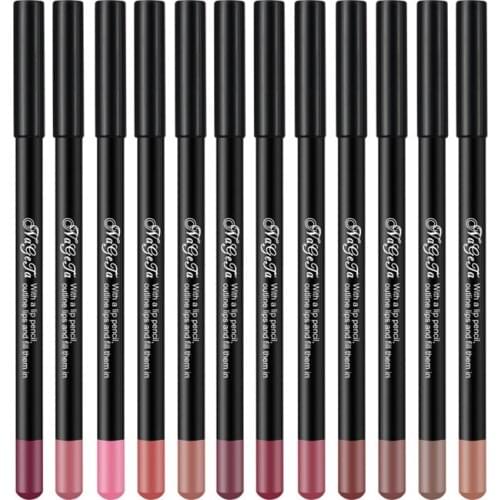 Brand 12 Colors Nude Lip Pencils Matte Lipstick Lip Liner Pen Waterproof Pigments Moisturizer Matte Lipliner Pencil Beauty Tools