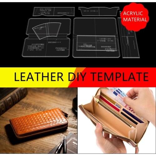 Zipper Clutch Wallet Acrylic Pattern Drawing Pattern Handmade Leather DIY Design Leather Tool