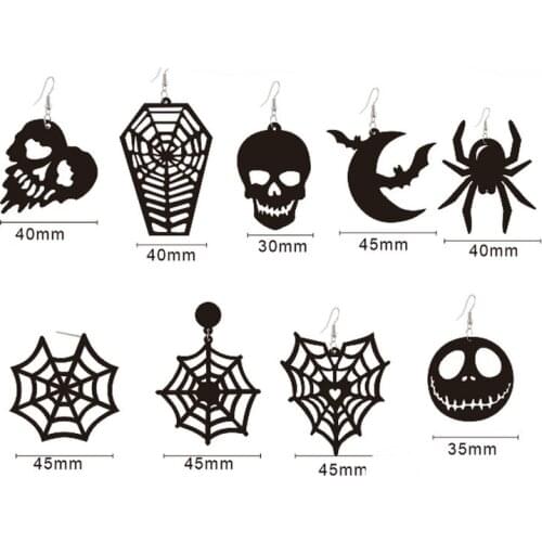Korea Earrings Novelty Earrings Strange Jewelry Black Horror Spider Web Bat Pumpkin Moon Coffin Love Skull Earrings