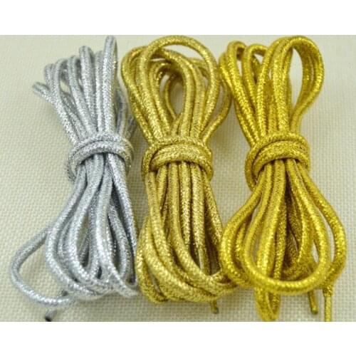 New Design 110cm /43" Round Metallic Glitter Shoelaces Shoe Laces String For Leather Shoes