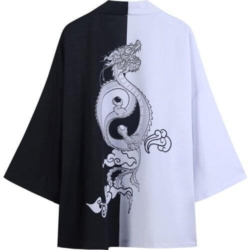 2020 summer new Chinese style Taiji Flying Dragon Robe loose print kimono shirt