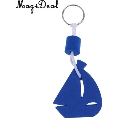 MagiDeal Universal 1Pc Yachting Boating Floating Keychain Keyring Key Ring Diver Drifting Canoe Boat Acc-Sailing Boat Shape Blue