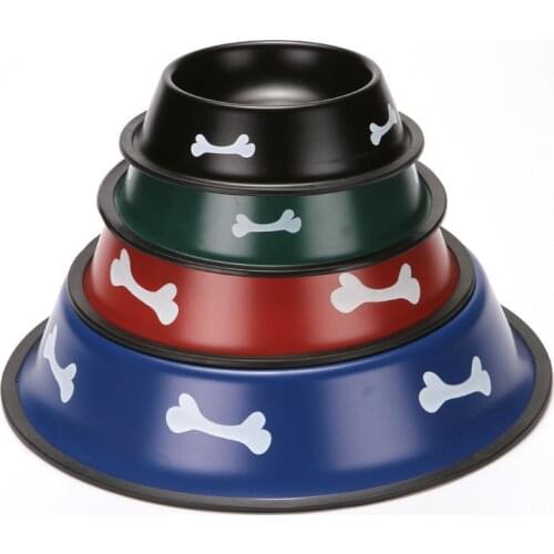 Pet Bowl Stainless Steel Dog Water Bowl Bottom with Anti-slip Rubber