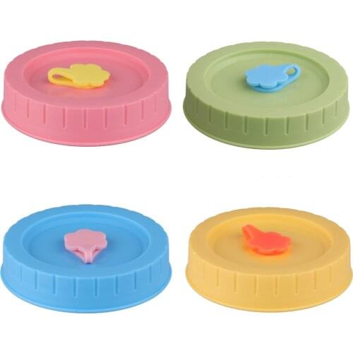 Set of 4 Polished Plastic Resistant Mason Jar lids Cover with Straw Hole 70mm Diameter Canning Replacement Lid