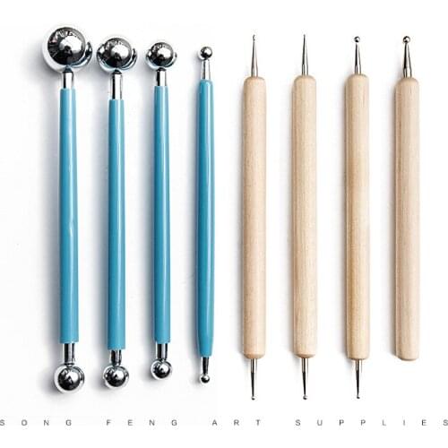 8 Pieces Set Pottery Clay Tools Ball Stick Drill Pen Mandala Tools Set Pottery Clay Sculpture Tools Pottery & Ceramics Tools