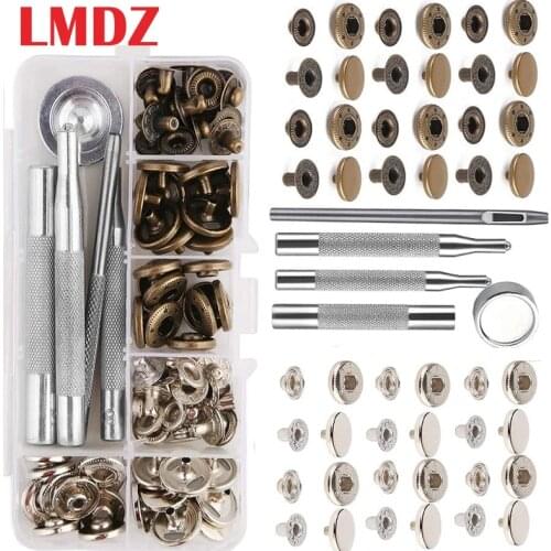 LMDZ 85 PCS Leather Snap Fasteners Kit Press Stud Stainless Steel Buttons for Marine Boat Canvas with Punching Tool Set Tool Kit