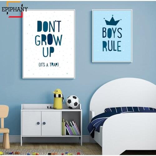 Boys Nursery Wall Art Don't Grow Up Its A Trap Scandinavian Canvas Painting Boys Rule Posters and Prints Kids Bedroom Decor