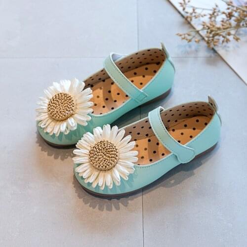2020New Kids Flowers princess Shoes Girls Leather Shoes Soft sole comfortable chaussure fille beige green pink 3 4 5 6 7 8 9-13T