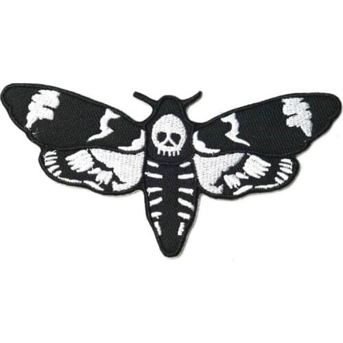 New Black White Skull Skeleton butterfly Patches Iron on T-Shirt Jackets Coats Sew on Fabric Clothes Skeleton Skull Appliques