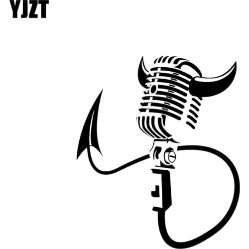 YJZT 10.9*12.9CM Oem Interesting Devil Microphone Covering The Body Silhoutte Cool Car Sticker Decal Black/Silver Vinyl C20-1637