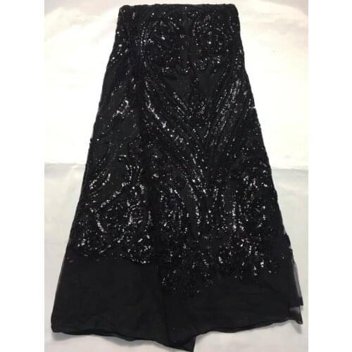 Popular guipure lace fabric JR-18083 african sequins fabric/water soluble lace for party dress in black color