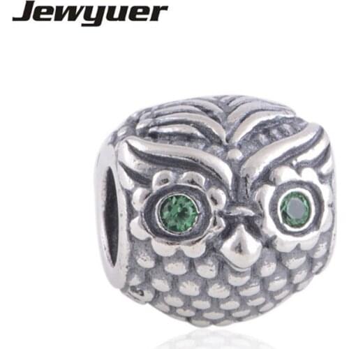 Memnon Fine Jewelry Silver Wise Owl Charms 100% 925 Sterling Silver jewelry animals charm Fit bead Bracelet Bangles DIY BE121