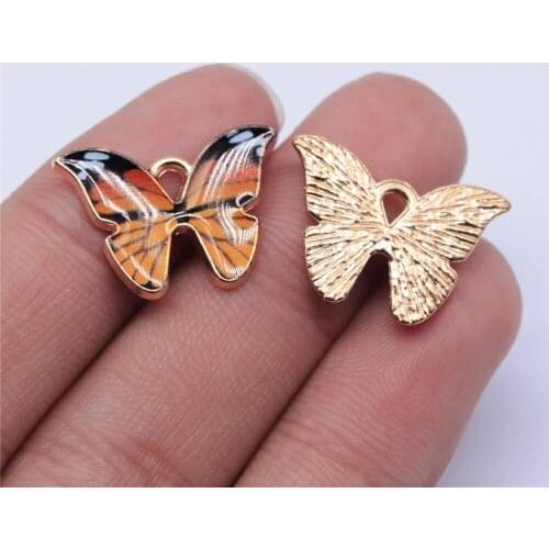 Tristana 20pcs 21x15mm KC Gold Color Enamel Butterfly Charms For Jewelry Making DIY Jewelry Findings