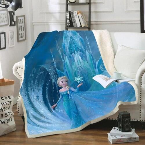 Disney Frozen Princess Elsana Olaf Plush Comfortable White Blue Blanque Sofa Bed Cover Bedding Gifts for Baby Boys and Girls