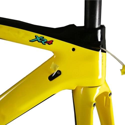 Yellow Color With Black Logo Carbon Road Bike Frames XR4 Frame Bicycle Frameset With Fork+Seatpost+Headset+Clamp