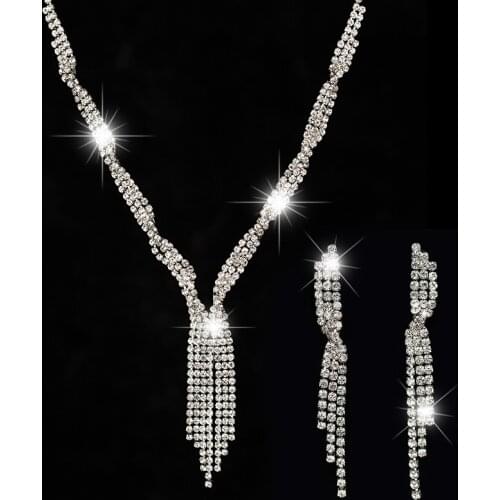 YFJEWE New Fashion Charms Women Long Tassel Statement Necklace Earrings Jewelry Sets Wedding Bridal Jewelry best gift #N185