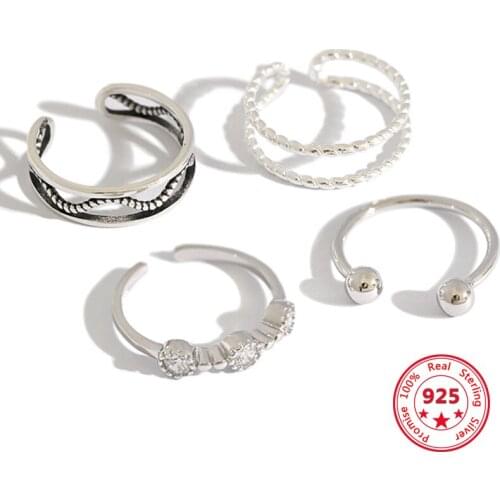 2020 Fashion 925 Sterling Silver Ring INS Retro Personality Open Ring Woman Engagement Wedding Adjustable Ring Jewelry Gift