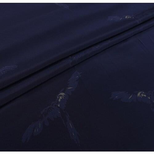 1 Meter Dark Blue Birds Summer Wide Printing Draped Silk Crepe De Chine Dress Shirt Fabric