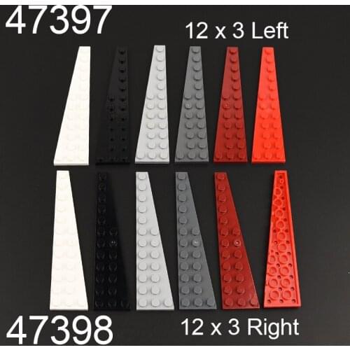 10PCS 47397 47398 Wedge Plate 12x3 Left Right Building block accessories parts MOC DIY Education Build Toys Brick