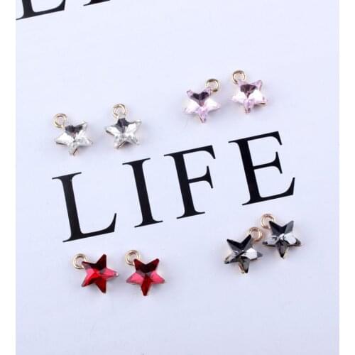 10pcs Rhinestone Star Charms10*12mm Cute Pentagram Charms for Jewelry Findings Alloy Gold 4 Colors Fashion Pendants DIY Bracelet