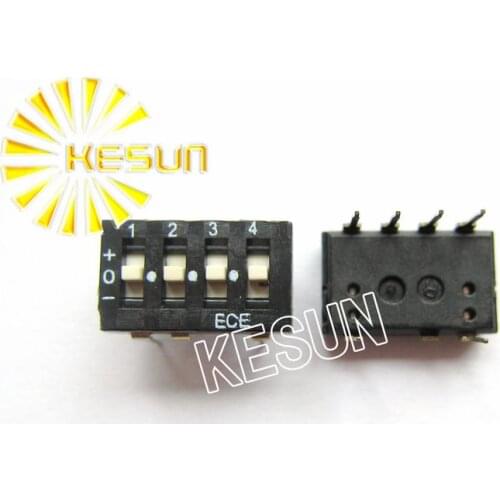 100% Original ETA104 4P 2.54mm 3 way ON-OFF-ON Black DIP Switch ETA104EZ x 100PCS
