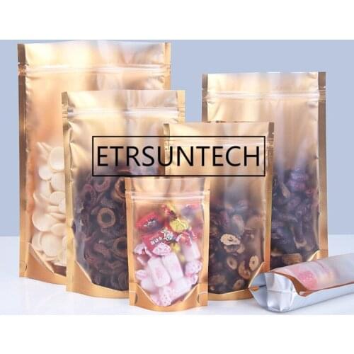 1000pcs/lot Nut Grains clothing Dog cat food storage Bag Silver aluminum zipper Inner Wide bottom gold Stand Transparent