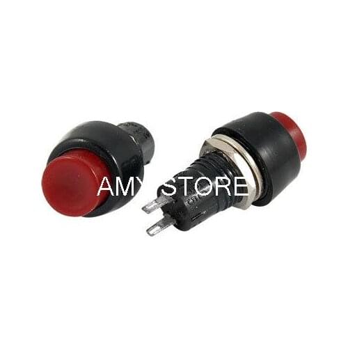 2 Pin SPST OFF-(ON) NO N/O Round Push Button Switch Self locking Red 10mm Mounting Hole DS-450
