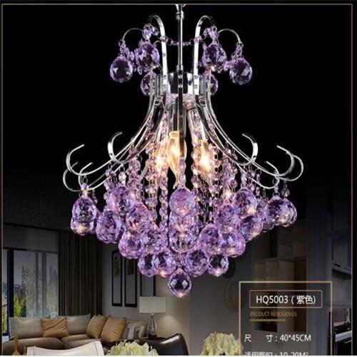 40cm K9 pendant lamp crystal lights Clear purple red LED lamp luxurious American Including LED bulbs pendant crystal