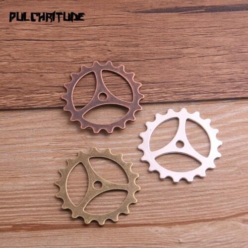 6PCS 40mm Three Color Vintage Metal Zinc Alloy Steampunk Big Gear Charms Fit Jewelry Pendant Charms Makings