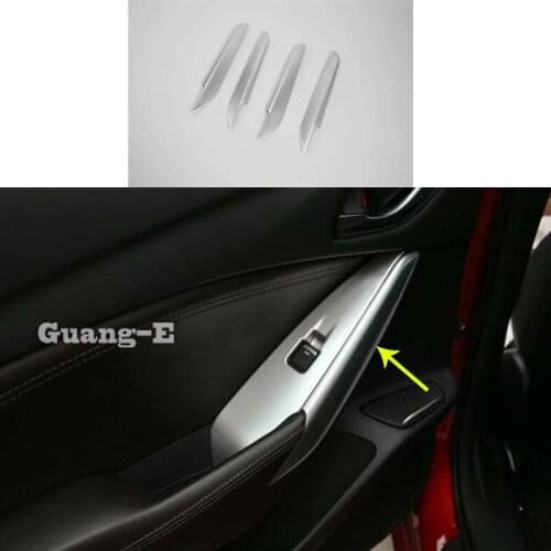 Car Stick Styling ABS Chrome Door Armrest Handrail Trim Frame Switch Glass Parts 4pcs For Mazda6 Mazda 6 Atenza 2017 2018 2019