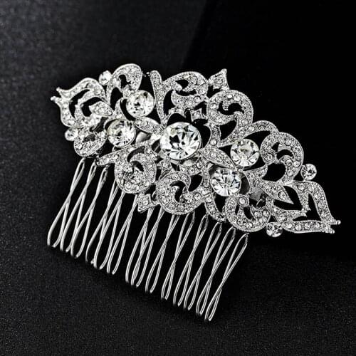 Blucome Bridal Hair Jewelry Fashion Bride Hair Combs Accessories Women Hairpins Tiara Rhinestone Head Jewelry for Bridal Gifts