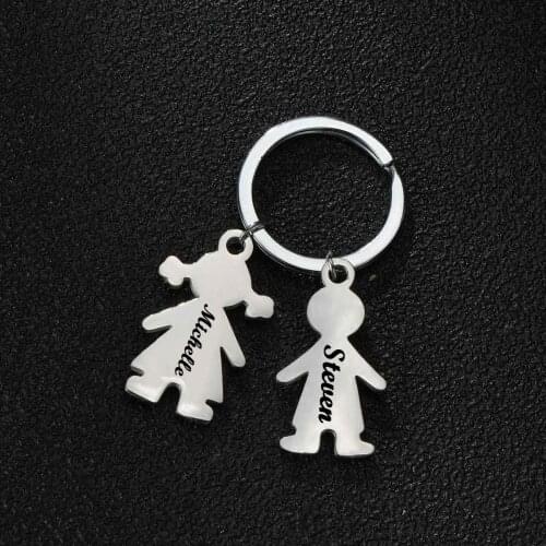 Acheerup Family Custom Keychain Personalized Engrave ID Name Baby Keychian For Women&Men Stainless Steel Key Chains Jewelry Gift