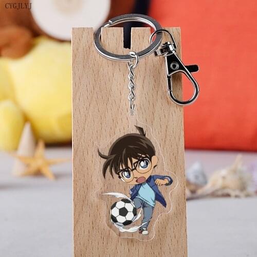 Anime Detective Conan Keychain Kudo Shinichi Cartoon Figure Acrylic Key Ring Holder For Women Men Chaverio Jewelry Birthday Gift