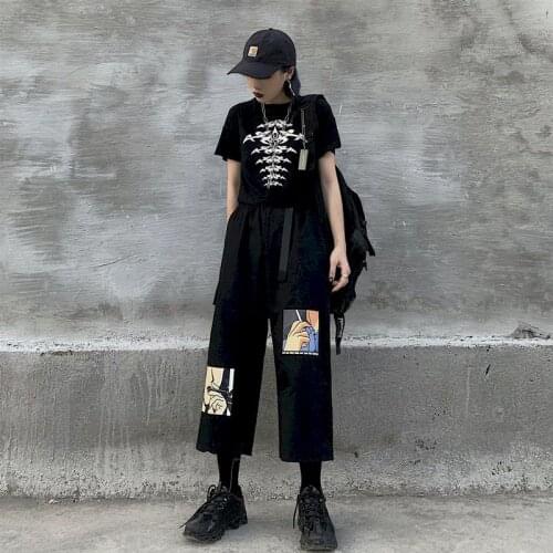 Wide-leg pants men and women 2020 new summer overalls Korean Harajuku students loose high waist casual cropped straight pants