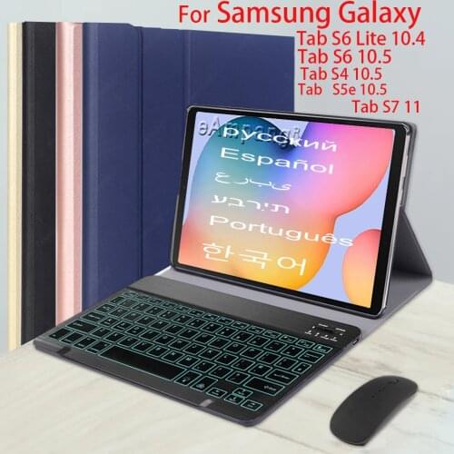 Backlit Keyboard Case For Samsung Galaxy Tab S6 Lite 10.4 S6 S4 S5e 10.5 S7 11 T875 P615 T865 T835 T725 With Mouse Bluetooth