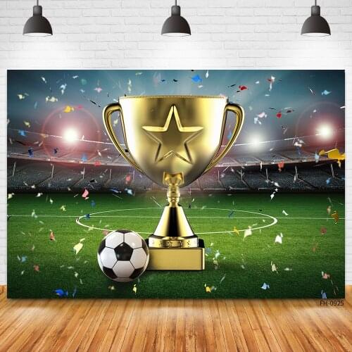 Champion Cup Football Photography Backdrops Stadium Soccer Field Grass Backgrounds For Photo Studio Baby Boy Birthday Photocall