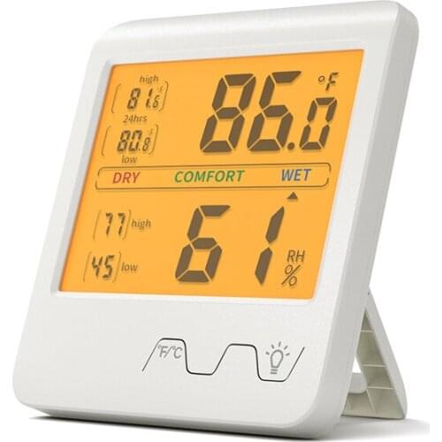 Digital Thermometer Hygrometer Indoor Temperature Humidity Outdoor Temperature Measurement for Home Office With Comfort Reminder