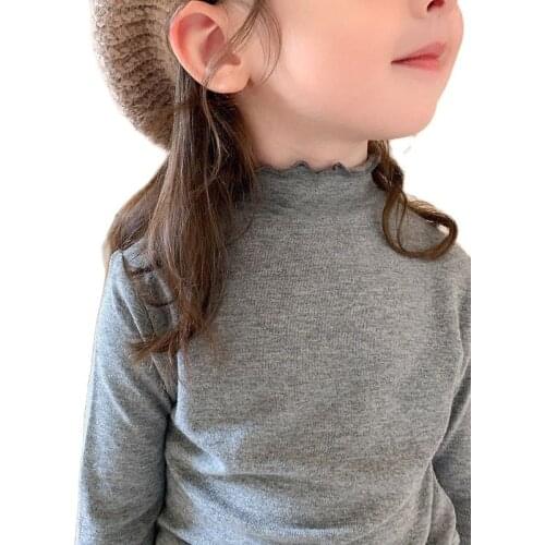 VIDMID Childrens clothing girls autumn clothing new childrens high collar bottoming shirt girls long sleeve t-shirts P5153