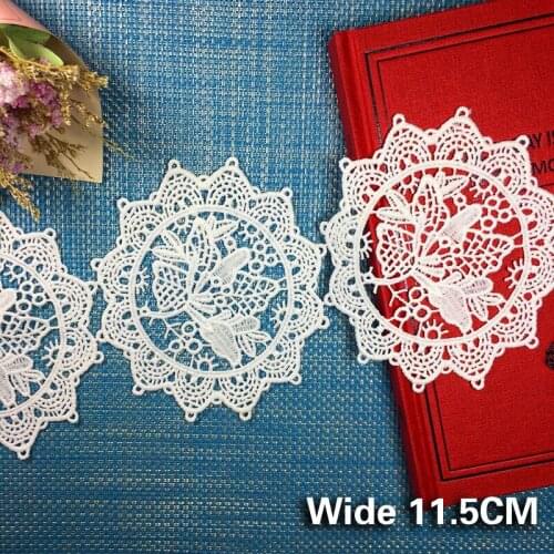 11.5CM Wide Retro French Lace Fabric Water-Soluble Embroidered Satin Neckline Collar Applique DIY Garment Accessories Decoration