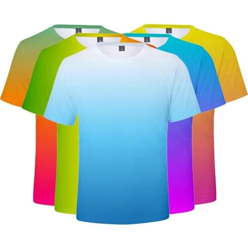 Kpop Colorful Gradient T Shirt Men Summer T-shirt Men / Women Tshirt Oversized T-shirt Cool Tops Rainbow Breathable 2020 new