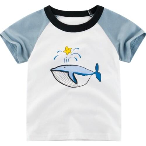 Summer Boys T-shirt Creative Cartoon Whale Star Printing Short Sleeve Round Collar Top Children Casual Clothes