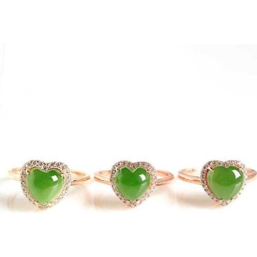 100% hetian Jade 10mm Green Multicolor Jadeite laboratory-created 925 Silver ring