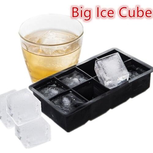 Black 8 Big Grids Food Grade Silicone Ice Cube Maker Jumbo Large Ice Cube Square Tray DIY Mold Mould Kitchen Accessories