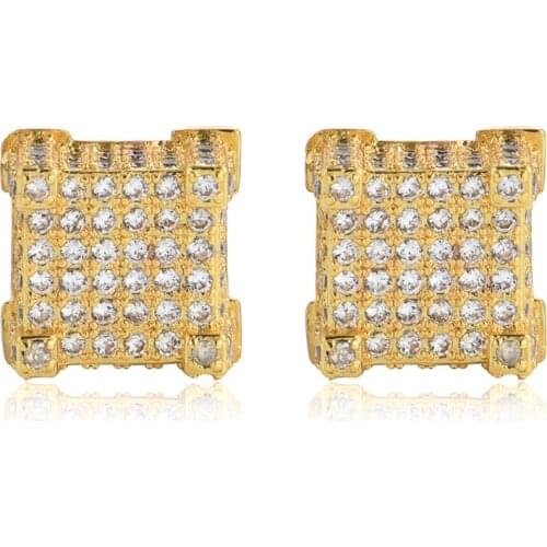Fashion Cubic Zircon Square Studs Earrings Luxury Men Women Jewelry For Gift