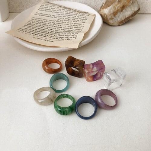 2021 New Korean Version of Color Fashion Irregular Marble Pattern Ring Tree Ring, Used for Womens and Girls' Jewelry